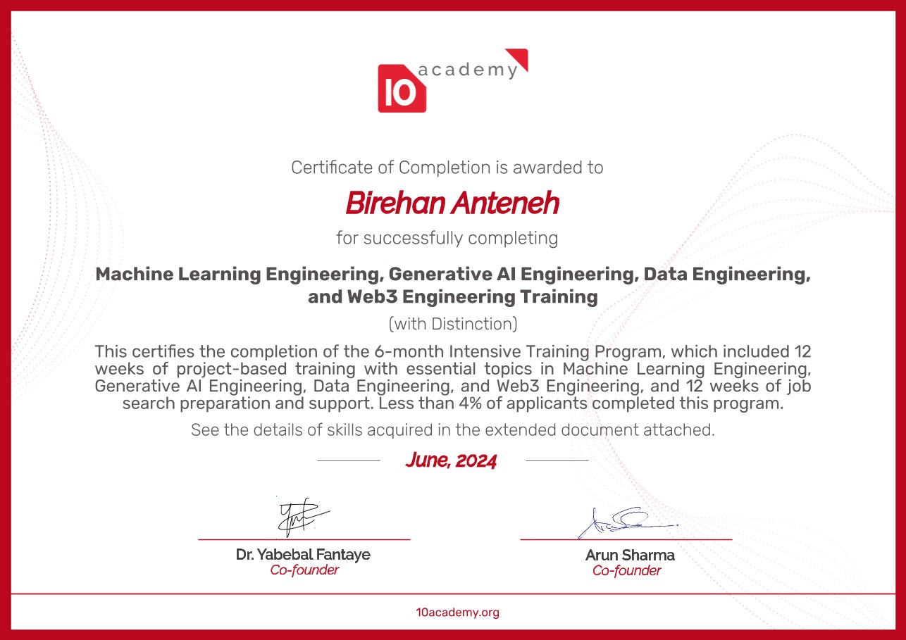 10 Academy — Machine Learning, Generative AI, Data Engineering & Web3 (with Distinction)