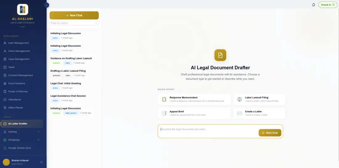 Al-Shalawi: Bilingual AI Legal Platform, screenshot 2 of 5