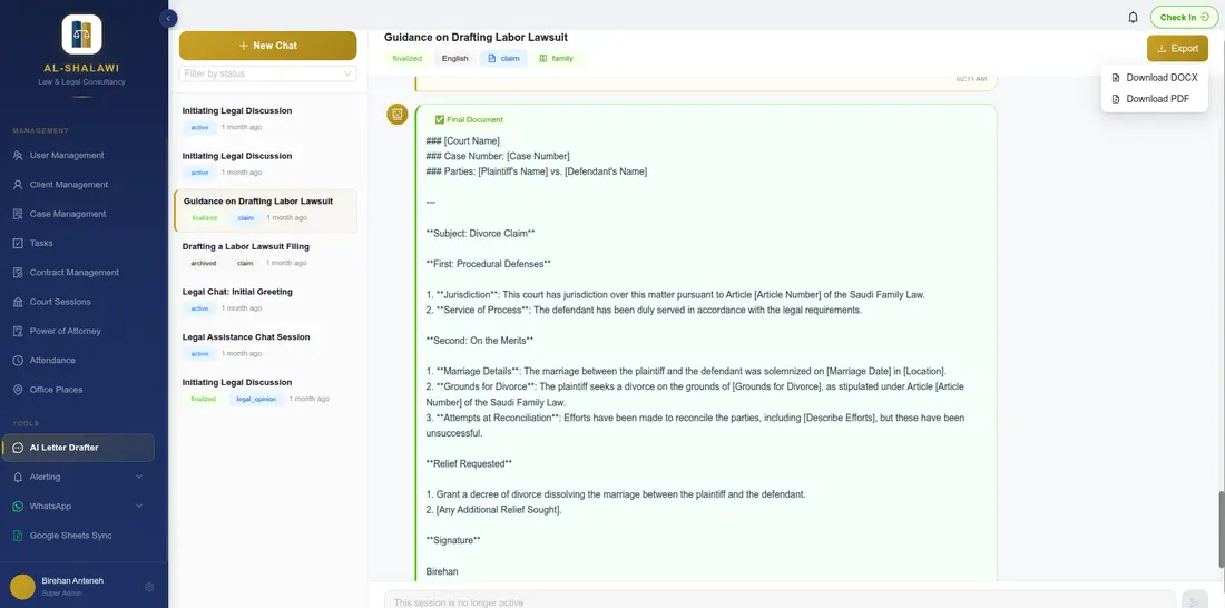 Al-Shalawi: Bilingual AI Legal Platform, screenshot 3 of 5