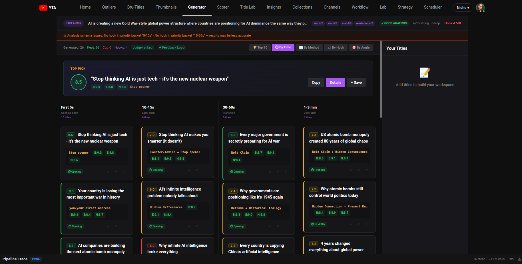 Creator Cortex — YouTube Title Analyzer & Strategy Platform – screenshot 2