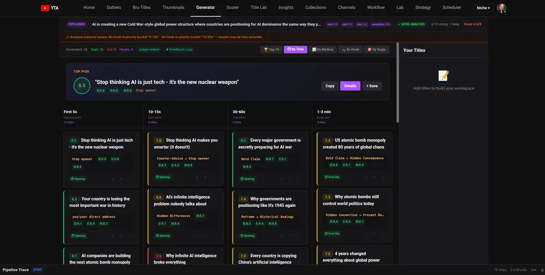 Creator Cortex: YouTube Title Analyzer & Strategy Platform, screenshot 3 of 3