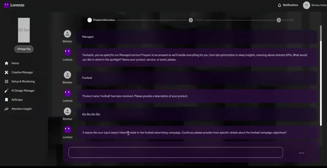 Lorenzo: AI Campaign Strategy Builder, screenshot 2 of 3